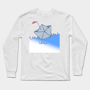 origami sailboat in the day with color Long Sleeve T-Shirt